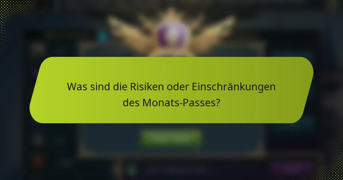 Was sind die Risiken oder Einschränkungen des Monats-Passes?
