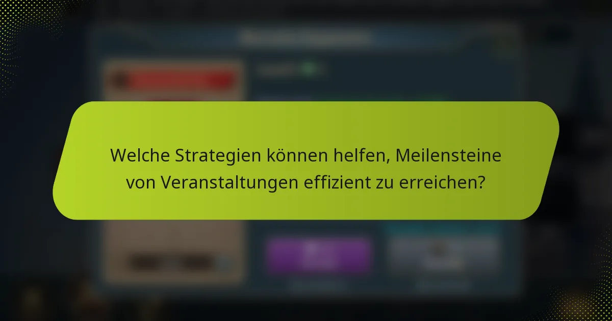 Welche Strategien können helfen, Meilensteine von Veranstaltungen effizient zu erreichen?